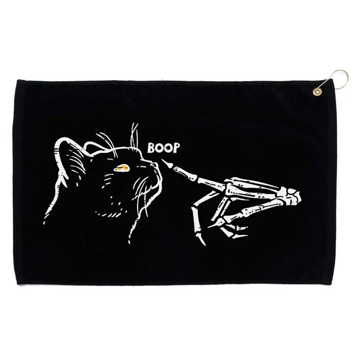 Black Cat Skeleton Hand Boop Halloween Pet Grommeted Golf Towel