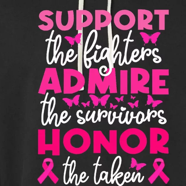 Breast Cancer Support Admire Honor Breast Cancer Awareness Garment-Dyed Fleece Hoodie