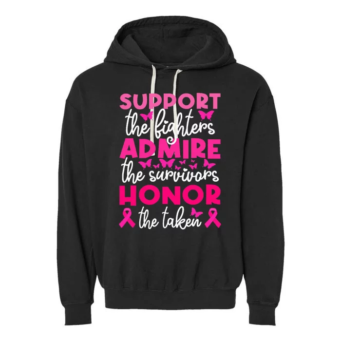 Breast Cancer Support Admire Honor Breast Cancer Awareness Garment-Dyed Fleece Hoodie