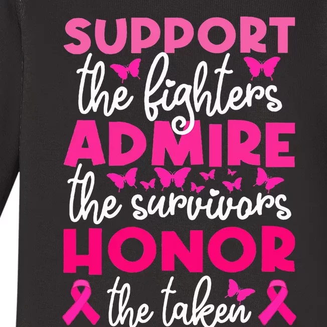 Breast Cancer Support Admire Honor Breast Cancer Awareness Baby Long Sleeve Bodysuit