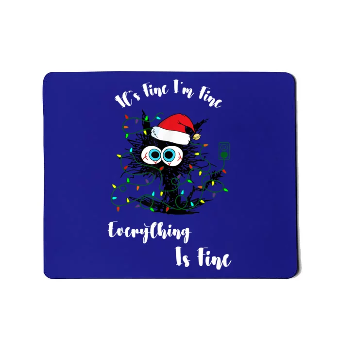 Black Cat Santa Christmas Mousepad