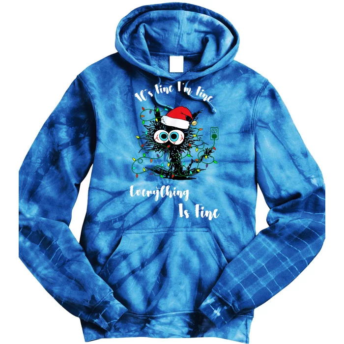 Black Cat Santa Christmas Tie Dye Hoodie