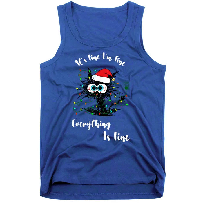 Black Cat Santa Christmas Tank Top