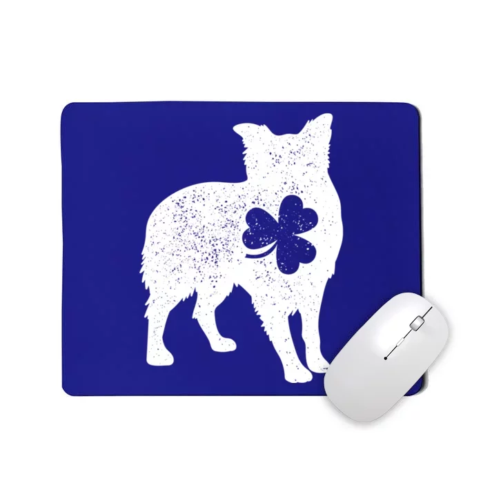 Border Collie St Patricks Day Dog Lover Shamrock Silhouette Funny Gift Mousepad