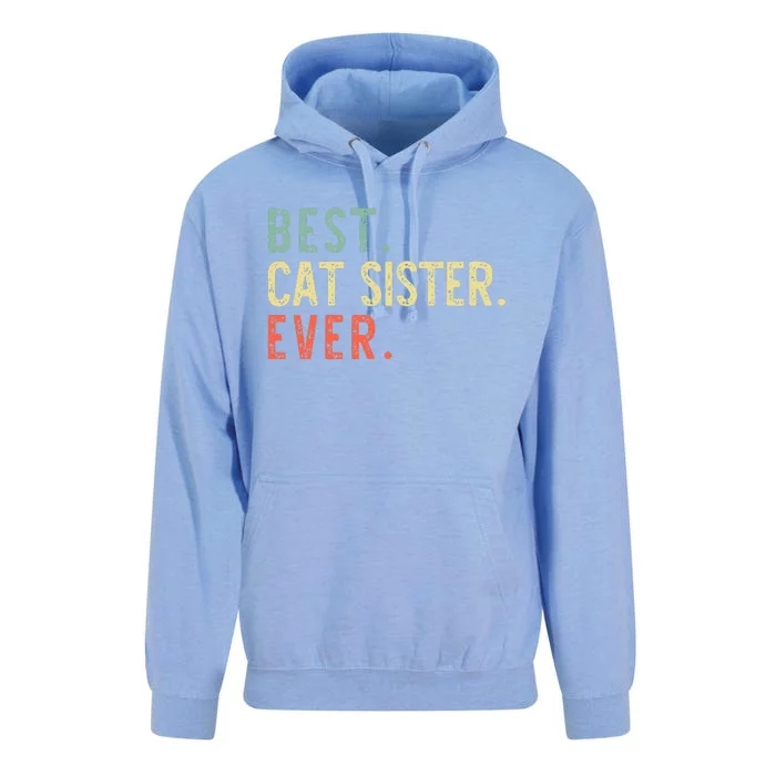 Best Cat Sister Ever Vintage Retro Unisex Surf Hoodie