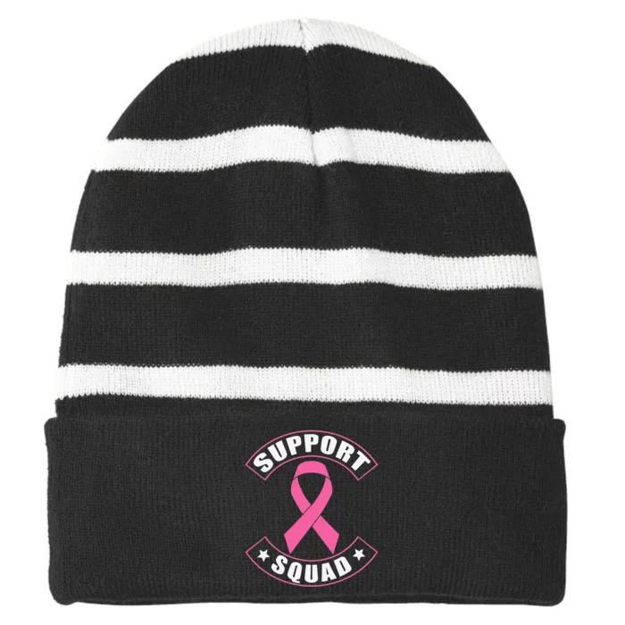 Breast Cancer Support Squad Striped Beanie with Solid Band