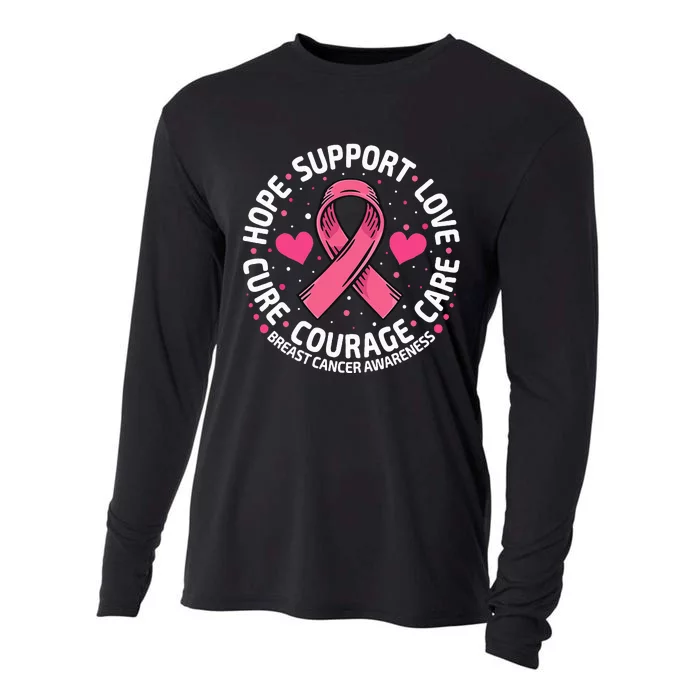 Breast Cancer Support Pink Ribbon Breast Cancer Awareness Cooling Performance Long Sleeve Crew