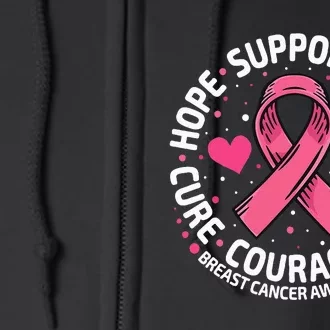 Breast Cancer Support Pink Ribbon Breast Cancer Awareness Full Zip Hoodie