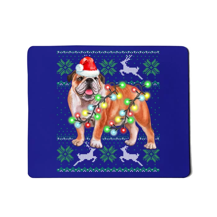 Bulldog Christmas Sweater Funny Gift Lights Santa Xmas Great Gift Mousepad