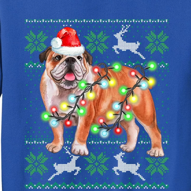 Bulldog Christmas Sweater Funny Gift Lights Santa Xmas Great Gift Tall Sweatshirt