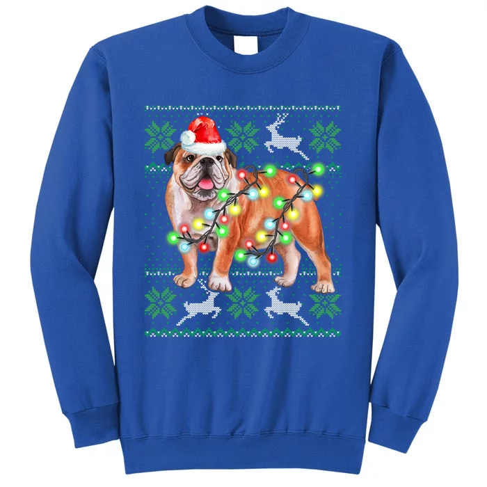 Bulldog Christmas Sweater Funny Gift Lights Santa Xmas Great Gift Tall Sweatshirt