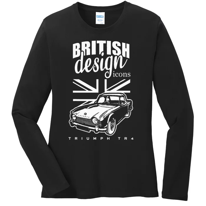 British Classic Super Car Triumph TR4 Ladies Long Sleeve Shirt