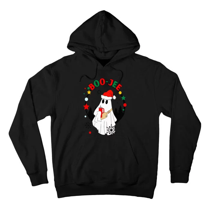 BooJee Christmas Santa Ghost With Red Stanley Tumbler Xmas Tall Hoodie