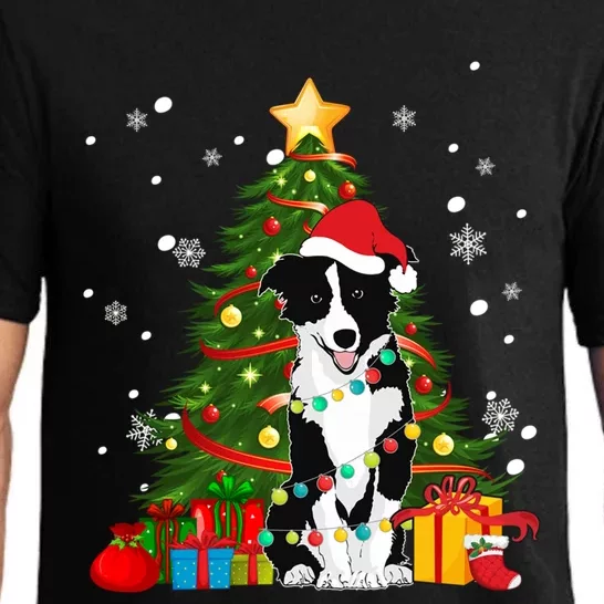 Border Collie Santa Christmas Tree Light Pajama Dog Xmas Gift Pajama Set