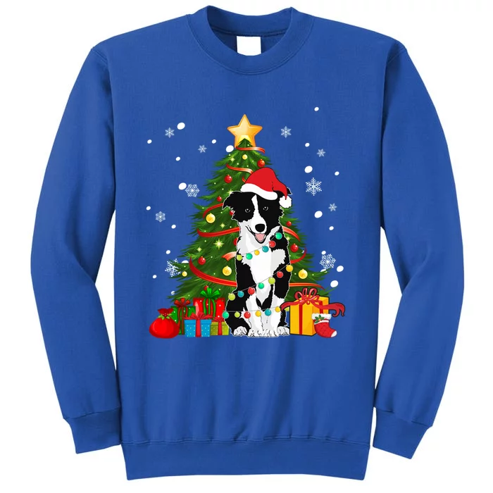 Border Collie Santa Christmas Tree Light Pajama Dog Xmas Gift Sweatshirt