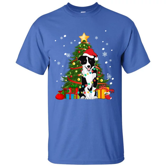 Border Collie Santa Christmas Tree Light Pajama Dog Xmas Gift Tall T-Shirt