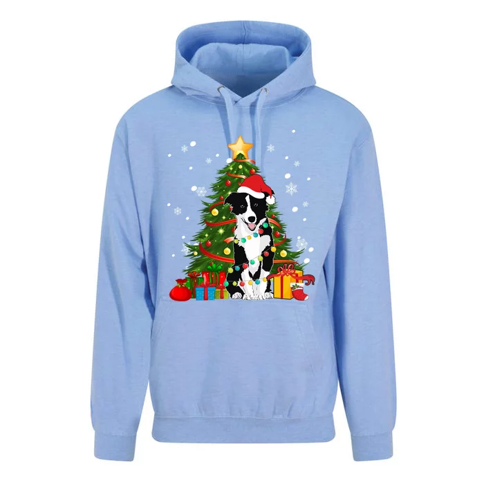 Border Collie Santa Christmas Tree Light Pajama Dog Xmas Gift Unisex Surf Hoodie