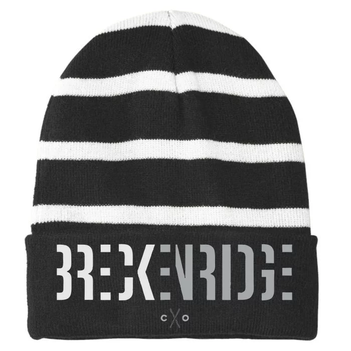 Breckenridge Colorado Ski Striped Beanie with Solid Band