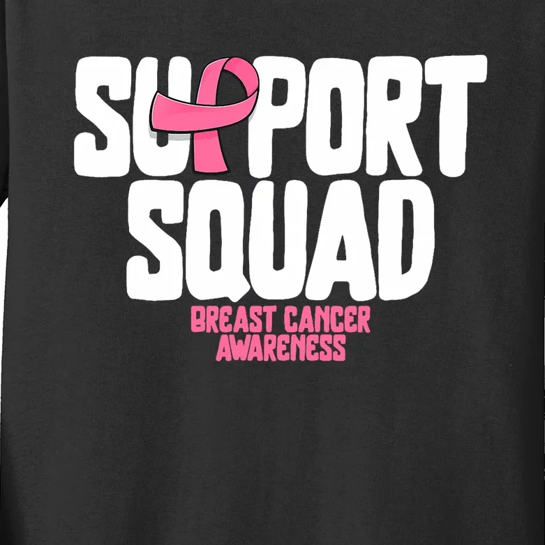 Breast Cancer Shirts Support Squad Breast Cancer Awareness Kids Long Sleeve Shirt