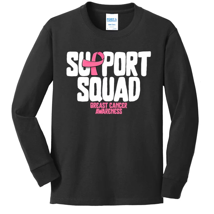 Breast Cancer Shirts Support Squad Breast Cancer Awareness Kids Long Sleeve Shirt