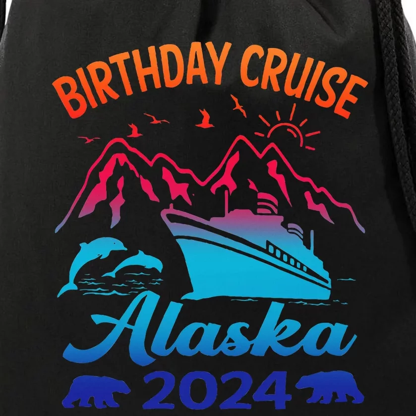 Birthday Cruise Squad 2024 Alaska Party Vacation Drawstring Bag