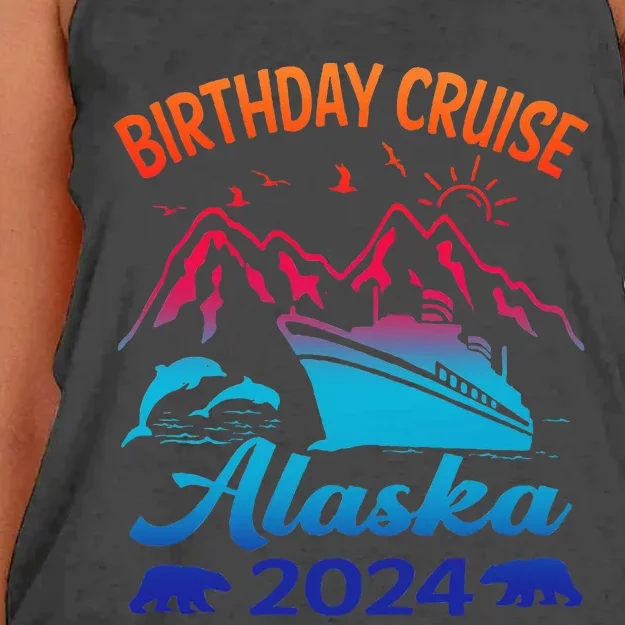 Birthday Cruise Squad 2024 Alaska Party Vacation Women's Knotted Racerback Tank