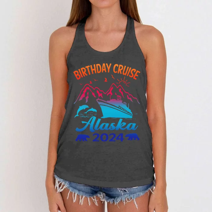 Birthday Cruise Squad 2024 Alaska Party Vacation Women's Knotted Racerback Tank