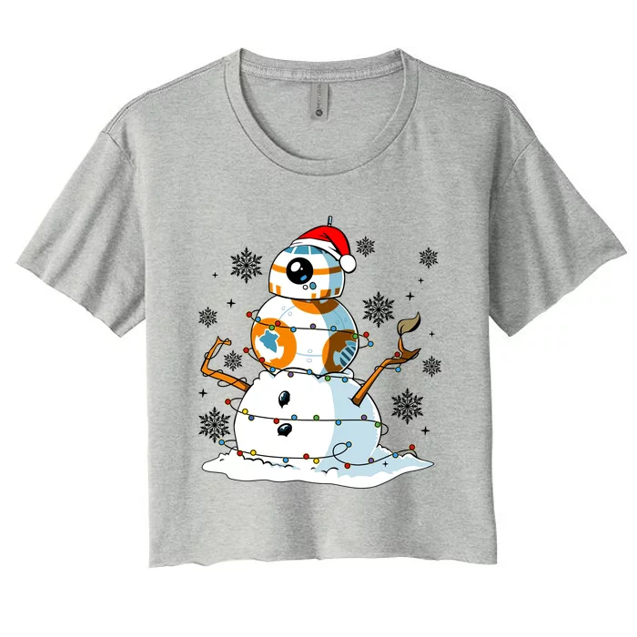 Bb8 Christmas Star Movie Wars Couples Bb8 Christmas Lights Women's Crop Top Tee