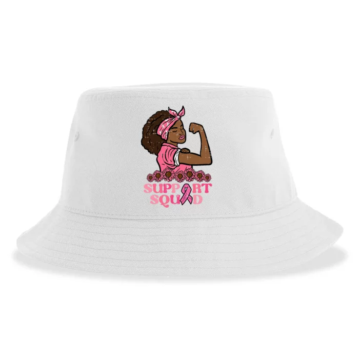 Breast Cancer Strong Black Woman Support Squad Sustainable Bucket Hat