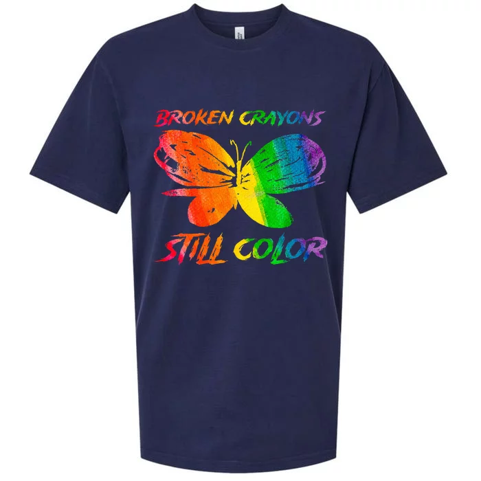 Broken Crayons Still Color Mental Health Awareness Butterfly Sueded Cloud Jersey T-Shirt