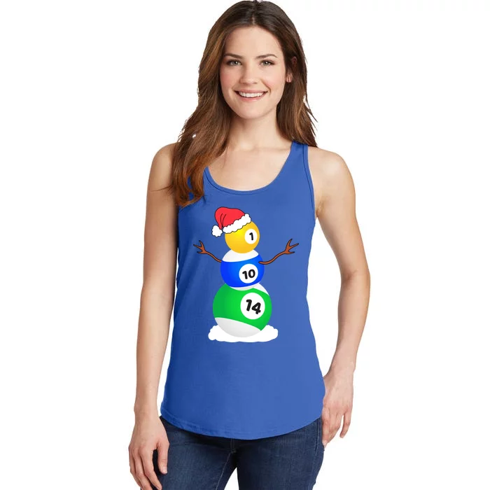 Billiards Christmas Snow Cute Gift Pool Player Christmas Pjs Funny Gift Ladies Essential Tank