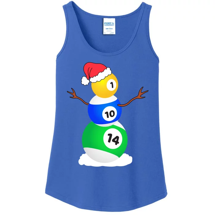 Billiards Christmas Snow Cute Gift Pool Player Christmas Pjs Funny Gift Ladies Essential Tank