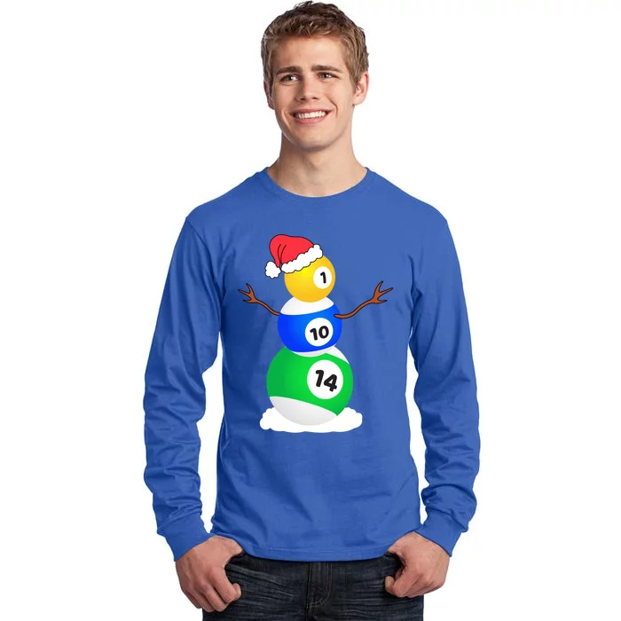 Billiards Christmas Snow Cute Gift Pool Player Christmas Pjs Funny Gift Tall Long Sleeve T-Shirt