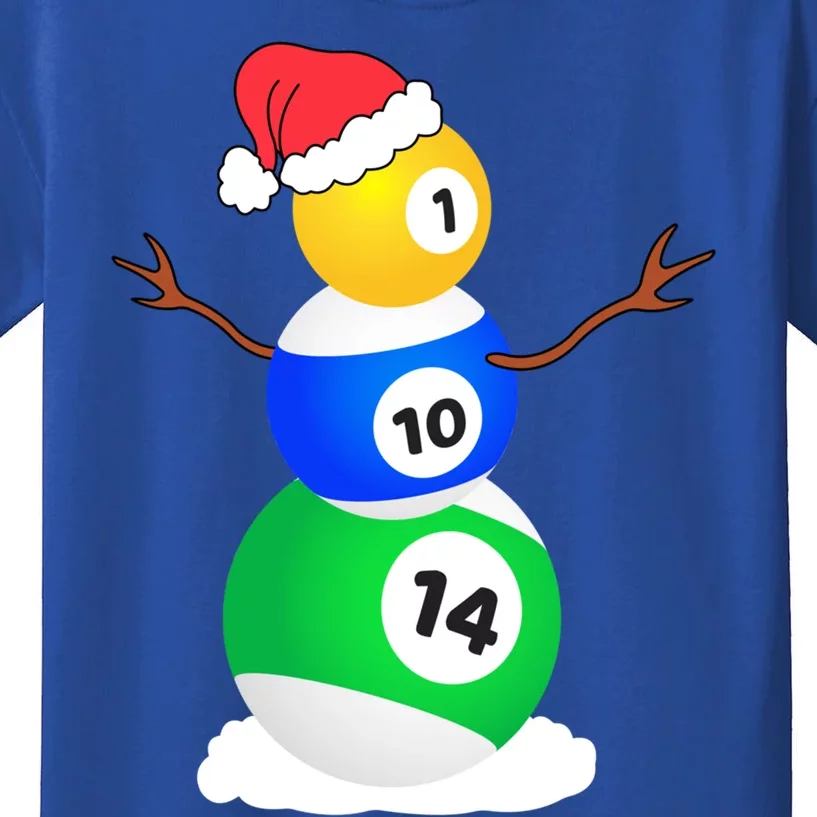 Billiards Christmas Snow Cute Gift Pool Player Christmas Pjs Funny Gift Kids T-Shirt