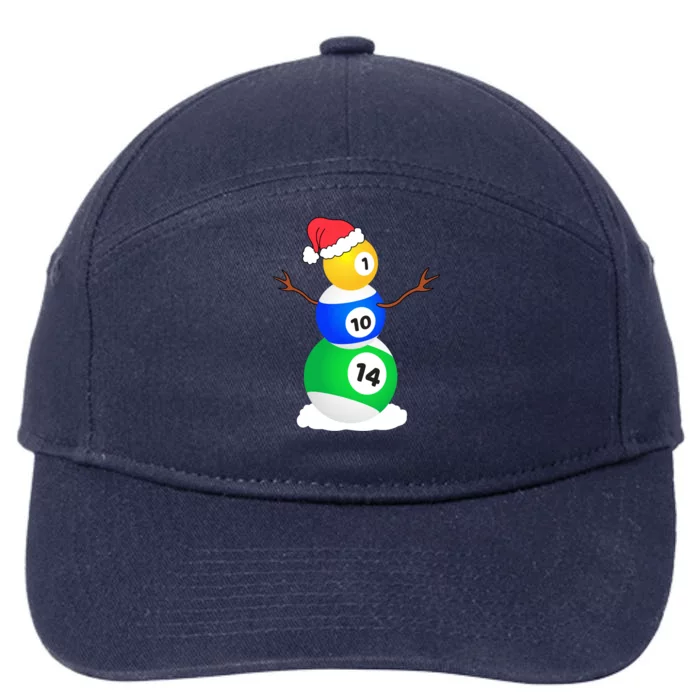 Billiards Christmas Snow Cute Gift Pool Player Christmas Pjs Funny Gift 7-Panel Snapback Hat