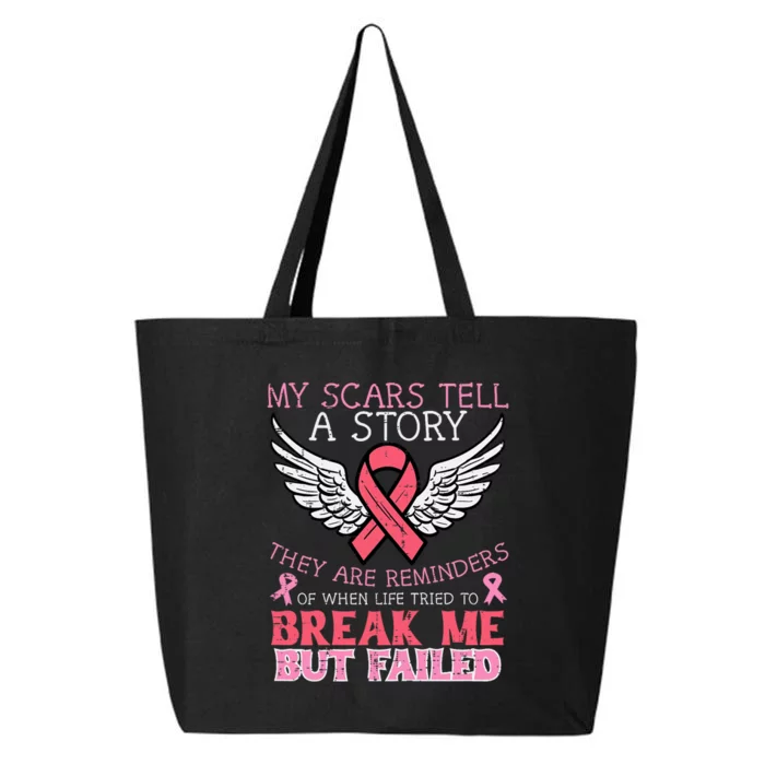 Breast Cancer Survivor My Scar Tell Story Awareness Women 25L Jumbo Tote