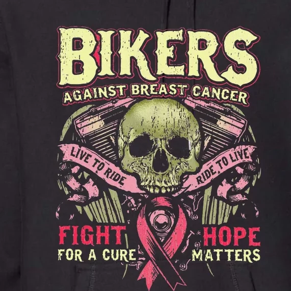 Breast Cancer Survivor Skull Biker Women Motorcycle Premium Hoodie