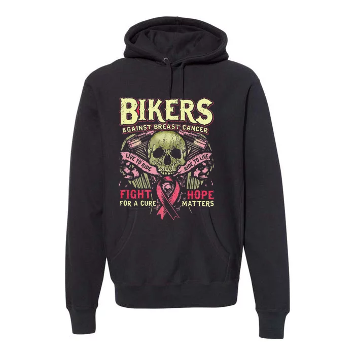 Breast Cancer Survivor Skull Biker Women Motorcycle Premium Hoodie