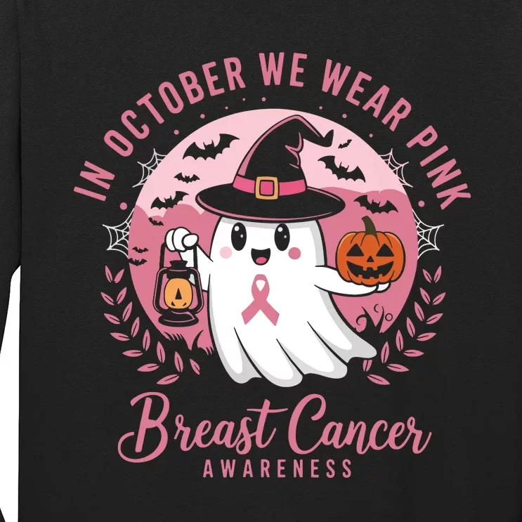 Breast Cancer Shirts Women Halloween In October We Wear Long Sleeve Shirt