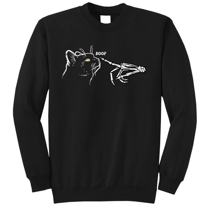 Black Cat Skeleton Hand Boop Halloween Pet Tall Sweatshirt