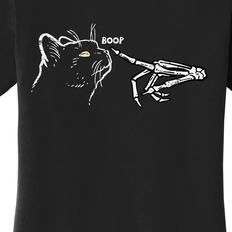 Black Cat Skeleton Hand Boop Halloween Pet Women's T-Shirt