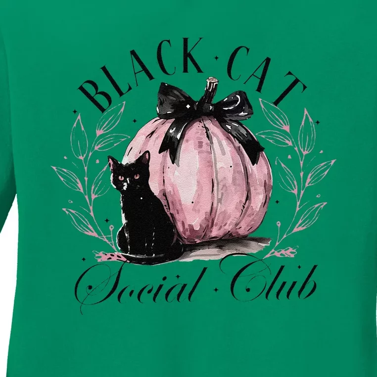 Black Cat Social Club Halloween Cat Mama Ladies Long Sleeve Shirt