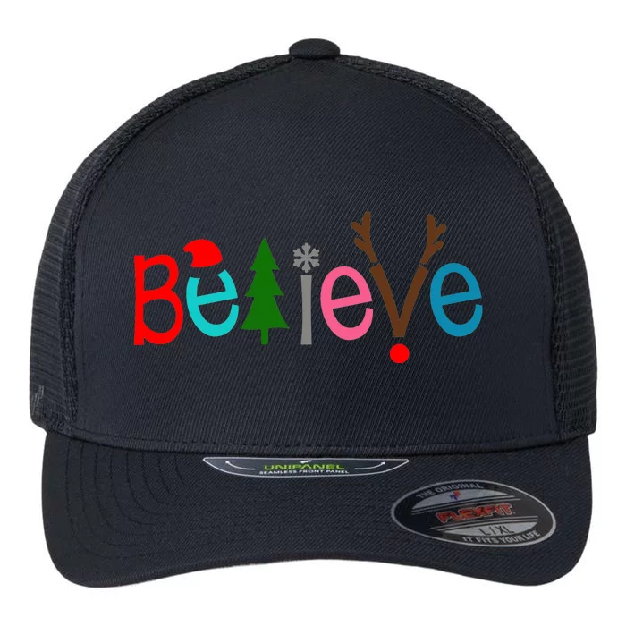 Believe Christmas Spirit Festive Flexfit Unipanel Trucker Cap