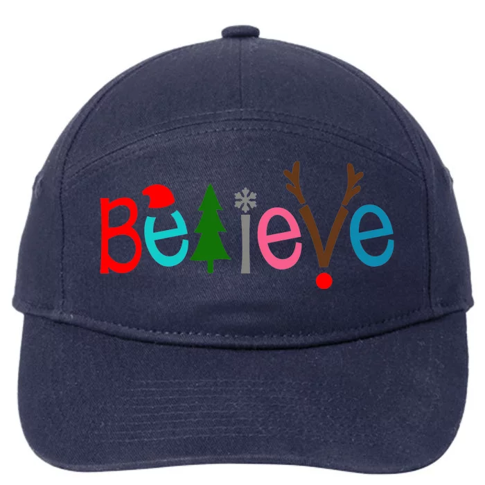 Believe Christmas Spirit Festive 7-Panel Snapback Hat