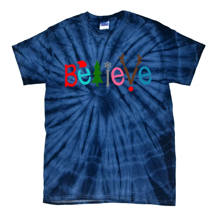 Believe Christmas Spirit Festive Tie-Dye T-Shirt