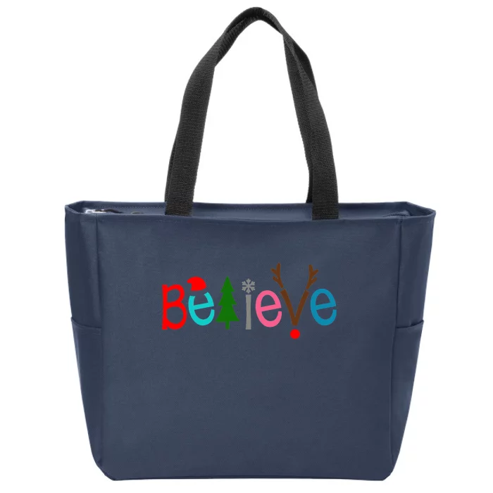 Believe Christmas Spirit Festive Zip Tote Bag