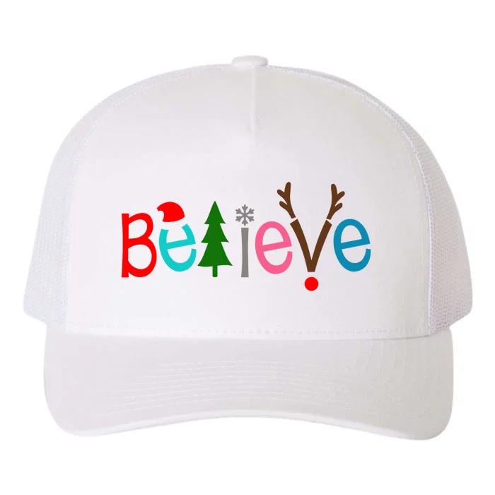 Believe Christmas Spirit Festive Yupoong Adult 5-Panel Trucker Hat