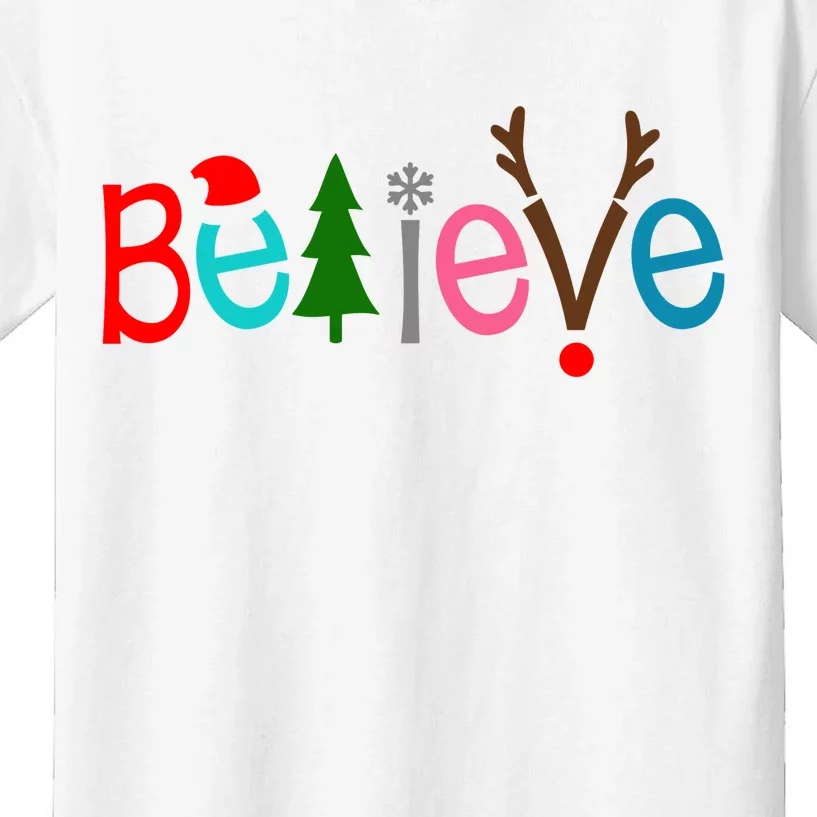 Believe Christmas Spirit Festive Kids T-Shirt