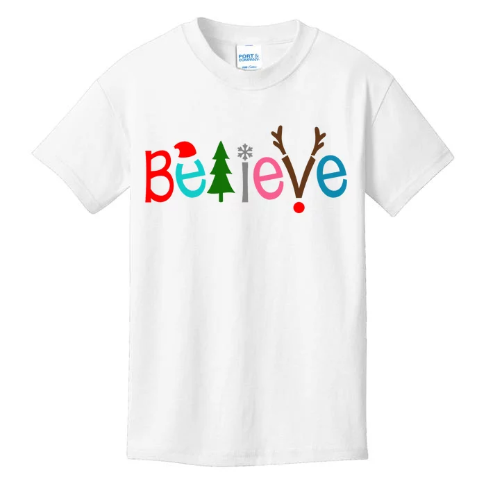 Believe Christmas Spirit Festive Kids T-Shirt