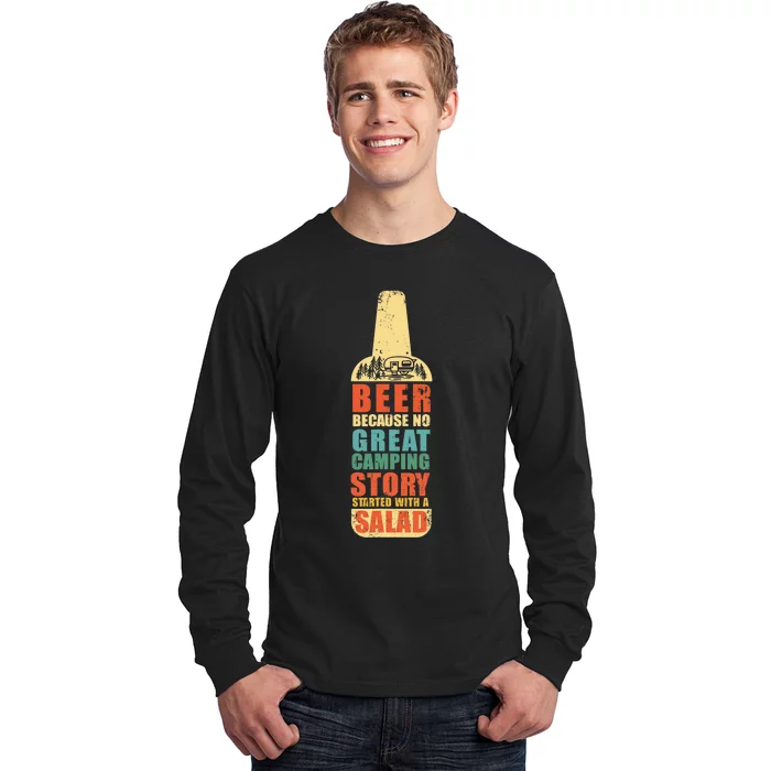 Beer Camping Story Salad Funny Camping Vintage Style Long Sleeve Shirt